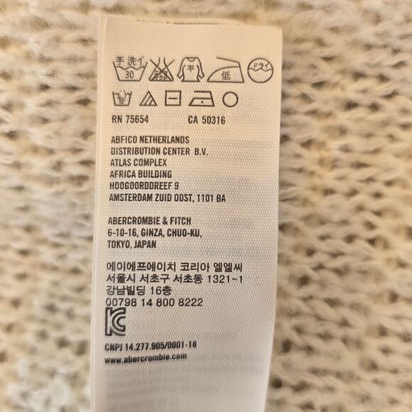 Abercrombie & Fitch Cardigan Women's S Cream Open Weave Wool Blend Casual Cozy - Picture 6 of 9